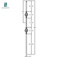 Balustrades d'escalier en métal, balustrades à simple torsion, Double panier creux en fer forgé
