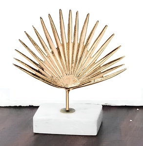 Aluminum High Leaf Sculpture Gold Plated Handmade Eco-Friendly Durable Artistic Modern Tabletop Decor Jaffs Exports - Product Image 1