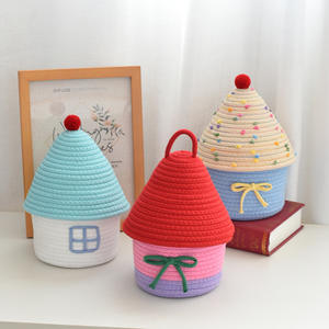 Inicio Sala de estar Dormitorio Cuerda de algodón Cesta tejida Se puede decorar con cesta de almacenamiento Ideas lindas - Product Image 1