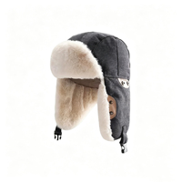 Chapeau de trappeur rétro en coton délavé avec doublure en fausse fourrure, chapeau d'aviateur coupe-vent, chapeau de ski pour l'hiver, fournisseur de chapeaux