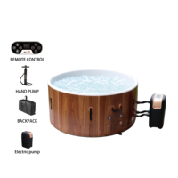 Neu Entwickelter Maßgefertigter Runder Dropstitch Aufblasbarer Holz-Whirlpool Spa-Pool für 4-6 Personen