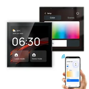 2024 Panel de interruptores de control de voz en la pared controlador de hogar inteligente con Zigbee Hub Gateway pantalla táctil de 4 pulgadas con Alexa incorporada