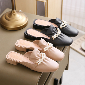 새로운 스타일의 진주 체인 여성 하프 드래그 샌들 - Product Image 2