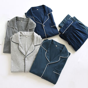 ชุดนอนผู้ชายผ้าฝ้ายถักนิตติ้งระบายอากาศได้ดีสบายบางเบาชุดใส่ในบ้านสำหรับฤดูร้อน - Product Image 1