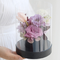 Emballage de Bouquet en plastique Transparent, boîte à fleurs cylindrique en PVC Transparent pour fleurs avec poignée de ruban