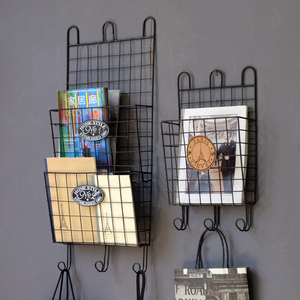 Porte-magazines <span class=keywords><strong>mural</strong></span> doré, <span class=keywords><strong>panier</strong></span> de rangement décoratif en métal pour dossiers, documents et fichiers - Product Image 6