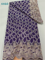 Dentelle en voile de coton suisse au design tendance avec strass, 5 yards, broderie africaine pour robes de mariée femme 4460