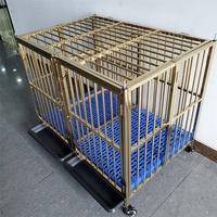 Cage double en métal pliable avec roues, cage métallique dorée, personnalisée