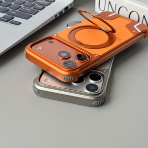 เคสซิลิโคนแบบกำหนดเองพร้อมแผ่นแม่เหล็กสำหรับ iPhone 18 17 14 15 16 Pro Max พร้อมขาตั้ง โครงอะลูมิเนียมอัลลอยด์แบบไร้ขอบ ป้องกันการกระแทก - Product Image 6
