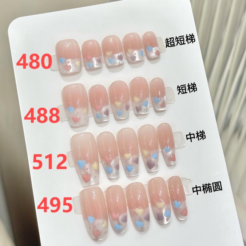 handmade short acrylic french tip press on nails