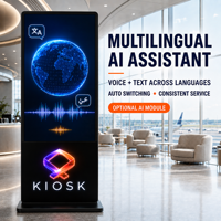 Kiosco Humano Digital Interactivo con IA de 55 Pulgadas con Pantalla Táctil, Cámara y Asistente Multilingüe para Recepción Virtual y Orientación