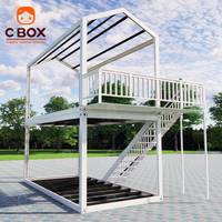Casa Contenedor Desmontable Cbox Ecológica, Nueva, Prefabricada, Modular, de 2 Pisos, para Oficina, Cafetería, Villa, Casas Pequeñas con Garaje y Techo a Dos Aguas