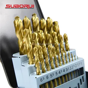 SUBORUI 1.0-13mm 25PCS Din338 Titanium M2 HSS Metal Bohrer Twist Drill Bit Set For Stainless Steel Hard Metal Steel Drilling