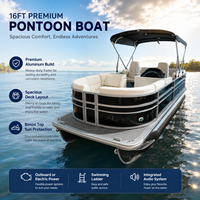 Bateau ponton professionnel en aluminium de 16 pieds avec un design marin haut de gamme et plusieurs options de taille pour une utilisation familiale et commerciale