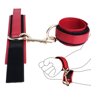 Ensemble BDSM en cuir 2 pièces pour débutants, avec sangles de cheville et de poignet à scratch, menottes de jour pour adultes avec verrou en aluminium détachable - Product Image 3