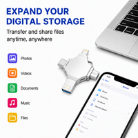 Nueva Memoria USB Multifuncional de Metal con Interfaces Lightning/Tipo-C, Garantía de 1 Año, Solución de Almacenamiento Cuatro en Uno para iPhone