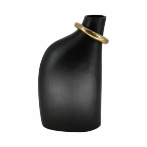 Vaso in metallo asimmetrico con anello scultoreo, decorazione moderna per soggiorno, camera da letto, ufficio, casa - Product Image 4