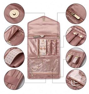 BSCI Factory Customized Foldable <b>Travel</b> Velvet Rolling Jewelry <b>Roll</b> <b>Jewellery</b> Storage Pouch Bag - Product Image 3
