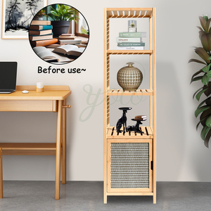Bagno salvaspazio natura accessori in legno a 4 livelli Organizer librerie portaoggetti in bambù solido stile libreria da pavimento leggere - Product Image 3