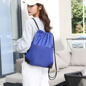 Customized Printing Waterproof Gym Black Blank 420D Polyester Sport Custom <b>Drawstring</b> <b>Backpack</b> Bag with Pocket - Product Image 2