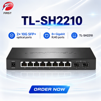 TL-SH2210 8-Port Gigabit Switch mit 2 SFP-Ports, 12V DC Desktop Metall Web-Managed Hub für Telekommunikations- und Unternehmens-LAN-Systeme