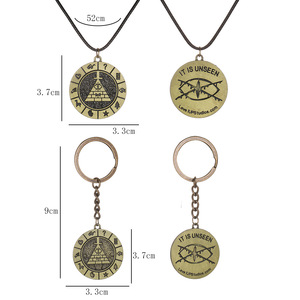 Collar <span class=keywords><strong>con</strong></span> colgante de personaje de Piglet y Dipu de Gravity Falls, estilo vintage europeo y americano, <span class=keywords><strong>con</strong></span> <span class=keywords><strong>cadena</strong></span> de cuerda y llavero colgante - Product Image 3