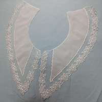 Kerah Bordir Organza Putih Poliester/Katun Larut Air 40x17.5cm untuk Wanita