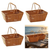 Panier à fruits et légumes en rotin fait main rectangulaire et ovale pour l'extérieur, panier de pique-nique, panier de rangement pour la cuisine et le salon