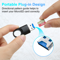 Pembaca Kartu T-Flash Mini Portabel USB 3.0 Kecepatan Tinggi dengan Tutup Adapter Pembaca Kartu Memori untuk Kartu TF