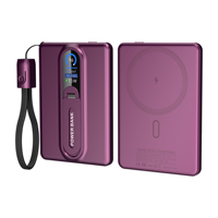 Batterie externe ultra-fine TFT à écran couleur 5000 mAh, charge rapide PD 22,5 W, chargeur portable en métal avec support et batterie Li-Polymère