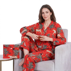 Hermosos y Elegantes Conjuntos de Pijamas para Mujer, de Algodón Puro, con Estampado Floral, Transpirables, Precios al por Mayor para Exportación - Product Image 1