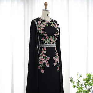 Jancember LSZ487 Vintage Dubai Evening Party Prom <b>Cape</b> Sleeve Dresses for <b>Women</b> - Product Image 5