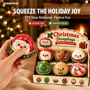 Joyeux Noël – Jouet Squishy en TPR – Jouet à presser pour les fêtes – Squishy Dumpling anti-stress – Fidget sensoriel – Bonhomme de neige – Père Noël – Cadeau mignon et original - Product Image 3