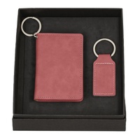 Set gantungan kunci dompet kulit Pu, Set Hadiah dompet kulit Pu Logo kustom modis warna-warni