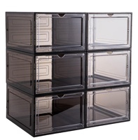 Boîte à chaussures en plastique avec porte transparente, lot de 6, empilable, pour les baskets de présentation, assemblage facile