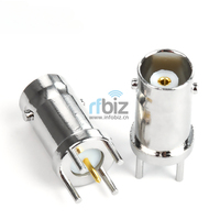 Connecteur coaxial RF BNC-KE180 à quatre broches, insertion directe, tête femelle Q9 BNC à souder sur carte PCB, type fiche