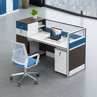 Meubles de bureau en bois au prix d'usine, table de personnel, poste de travail de bureau en cubique avec tiroir, bureaux de bureau pour 2 à 3 personnes