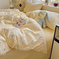 2025 romantique frais moderne tissé couvre-lit ensemble 4 pièces doux Double couche gaze nouveau nuage sensation froissé literie pour un look élégant