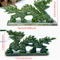 Statue de dragon en jade Xiuyan vert naturel, sculpture animale porte-bonheur Feng Shui, pierre précieuse de guérison Reiki, figurine de dragon décorative de 15 cm