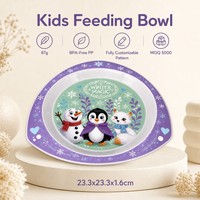 Ensemble d'assiettes à dîner en triangle imprimé en 3D sans BPA plat portable en plastique pour enfants prix d'usine en gros pour les repas des enfants