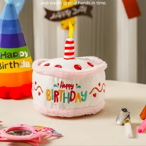 Commercio all'ingrosso decorazioni per la festa di compleanno del cane da compagnia giocattoli cigolanti divertenti peluche cane torta di compleanno giocattolo - Product Image 3