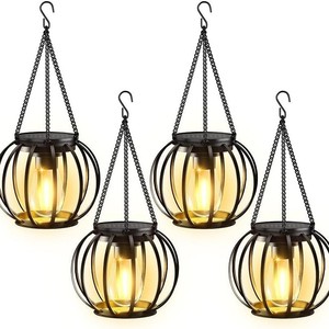 Lámpara Solar Colgante Ouluo para Exteriores, Material de Hierro, Luz LED para Decoración de Jardín, Patio y Porche - Product Image 4