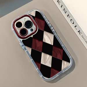 Maroon vuông gương in không gian trong Suốt TPU điện thoại di động Bìa trường hợp đối với iPhone 6 7 8 x XR XS 11 12 13 14 15 16 17 Pro Max - Product Image 3