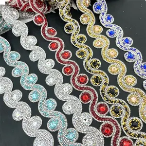 L240 Acrylic gem wholesale crystal rhinestone chain trimming bridal rhinestone banding applique trim