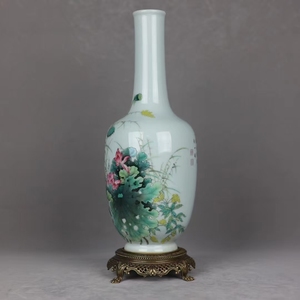 <span class=keywords><strong>Vase</strong></span> en porcelaine antique rose peint à la main haut de gamme décoration de comptoir d'hôtel <span class=keywords><strong>vase</strong></span> classique incrusté de <span class=keywords><strong>cuivre</strong></span> - Product Image 5