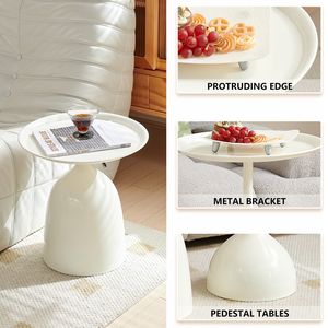 White <b>Side</b> Table Resin Minimalist Modern Living Room Furniture Durable Home Decor - Product Image 6
