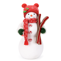 Ensemble de bonhomme de neige d'hôtel de luxe de 12.5/14.5/16.5/18.5 pouces pour le nouvel an avec des planches de ski de flocons de neige de houx de Noël | Décor d'intérieur