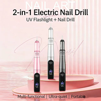 Pena Bor Kuku Lampu Gel UV 2-In-1 35000RPM Alat Pedikur Manikur Multifungsi Portabel Dapat Diisi Ulang USB untuk Salon