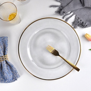 Assiettes de présentation en acrylique transparent <span class=keywords><strong>SONYA</strong></span> DINNERWARE avec bord doré pour mariages, fêtes et événements (vente en gros) - Product Image 1