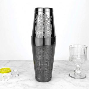 Coctelera Boston de Dos Piezas de Acero Inoxidable de 850+550 ml con Fondo Pesado y Diseño de Búho Personalizado - Product Image 1